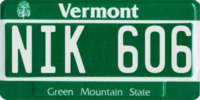 VT license plate NIK606