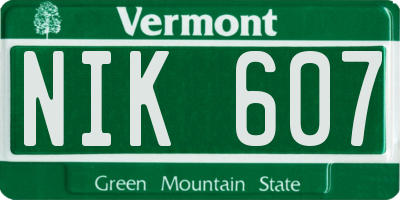 VT license plate NIK607