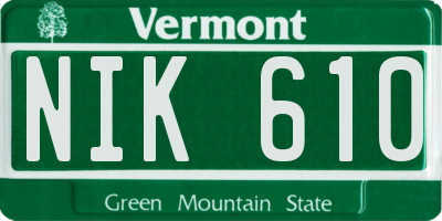 VT license plate NIK610