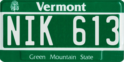 VT license plate NIK613