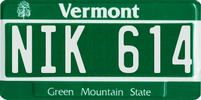 VT license plate NIK614
