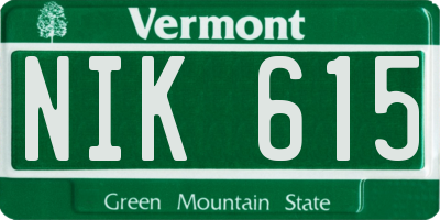 VT license plate NIK615