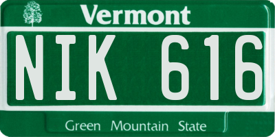 VT license plate NIK616