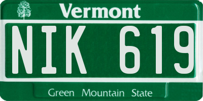 VT license plate NIK619