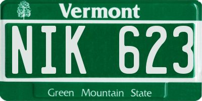 VT license plate NIK623