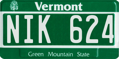 VT license plate NIK624
