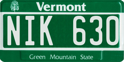 VT license plate NIK630