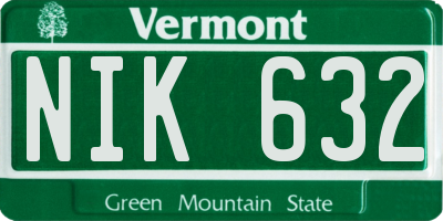 VT license plate NIK632