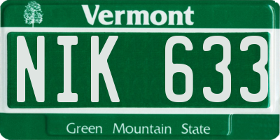 VT license plate NIK633