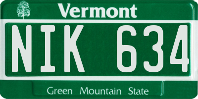 VT license plate NIK634