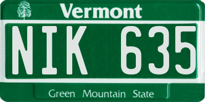 VT license plate NIK635