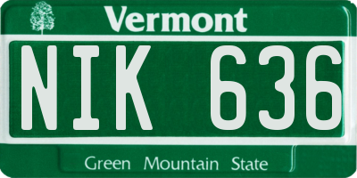VT license plate NIK636
