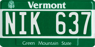 VT license plate NIK637