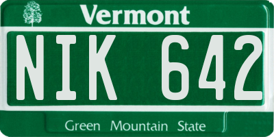 VT license plate NIK642