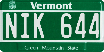 VT license plate NIK644