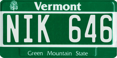 VT license plate NIK646