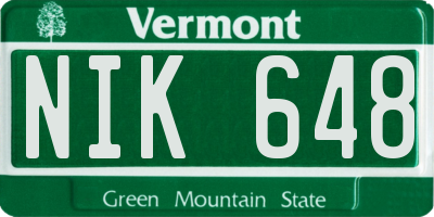 VT license plate NIK648