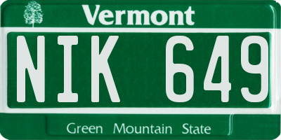 VT license plate NIK649