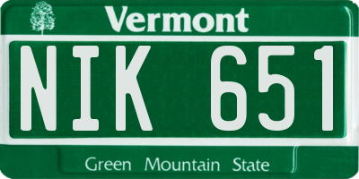 VT license plate NIK651