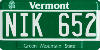 VT license plate NIK652