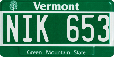 VT license plate NIK653