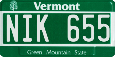 VT license plate NIK655