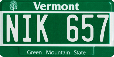 VT license plate NIK657