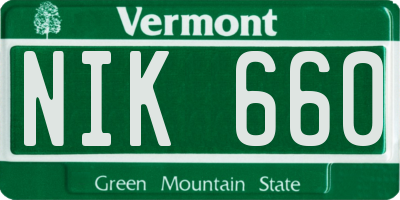 VT license plate NIK660