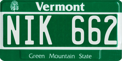 VT license plate NIK662