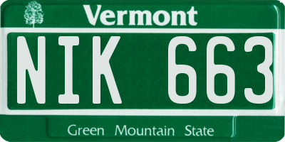 VT license plate NIK663
