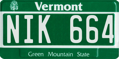 VT license plate NIK664