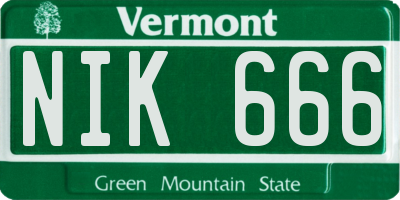 VT license plate NIK666