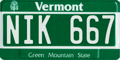 VT license plate NIK667