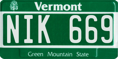 VT license plate NIK669
