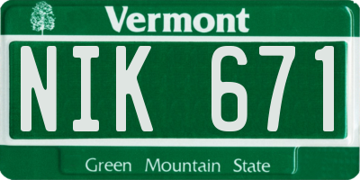 VT license plate NIK671