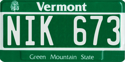 VT license plate NIK673