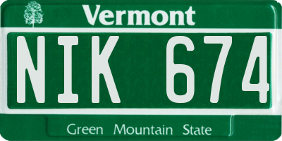 VT license plate NIK674