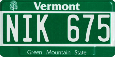 VT license plate NIK675
