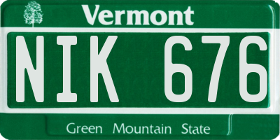 VT license plate NIK676