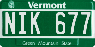 VT license plate NIK677
