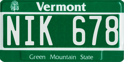 VT license plate NIK678