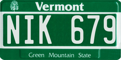 VT license plate NIK679