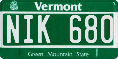 VT license plate NIK680