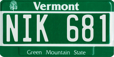 VT license plate NIK681