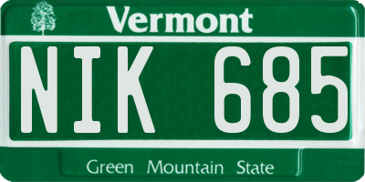 VT license plate NIK685
