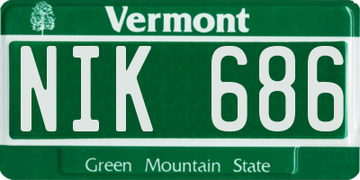 VT license plate NIK686