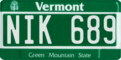 VT license plate NIK689