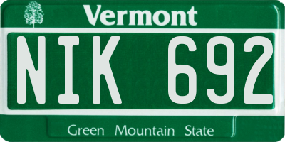 VT license plate NIK692