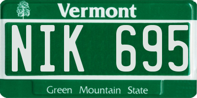 VT license plate NIK695