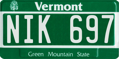 VT license plate NIK697